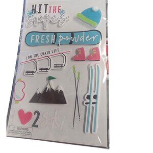 Winter Ski-Themed Dimensional Stickers  11 Pc Set  Scrapbooking & Crafts